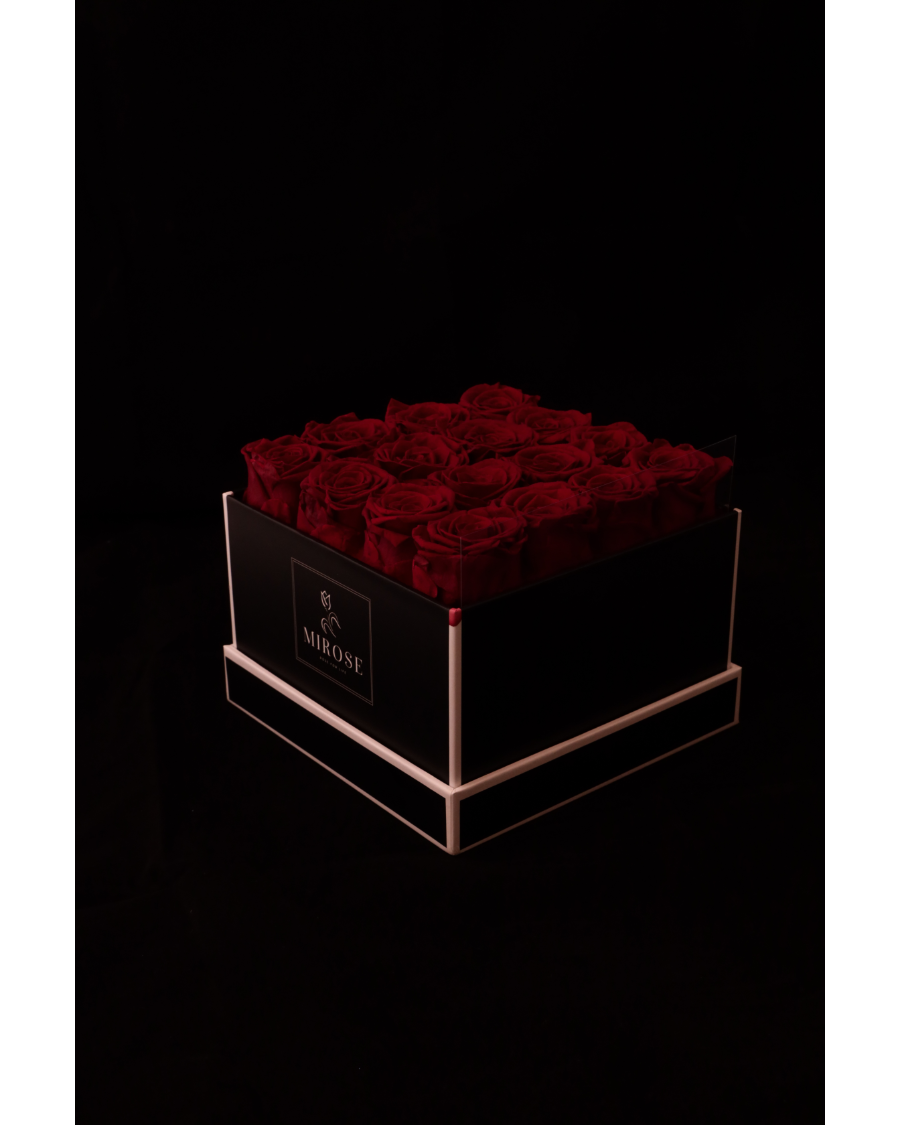 Mirose Eternal Rose Red 16 Roses Square Box