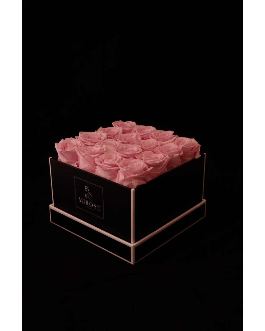 Mirose Eternal Rose Pink 16 Roses Square Box