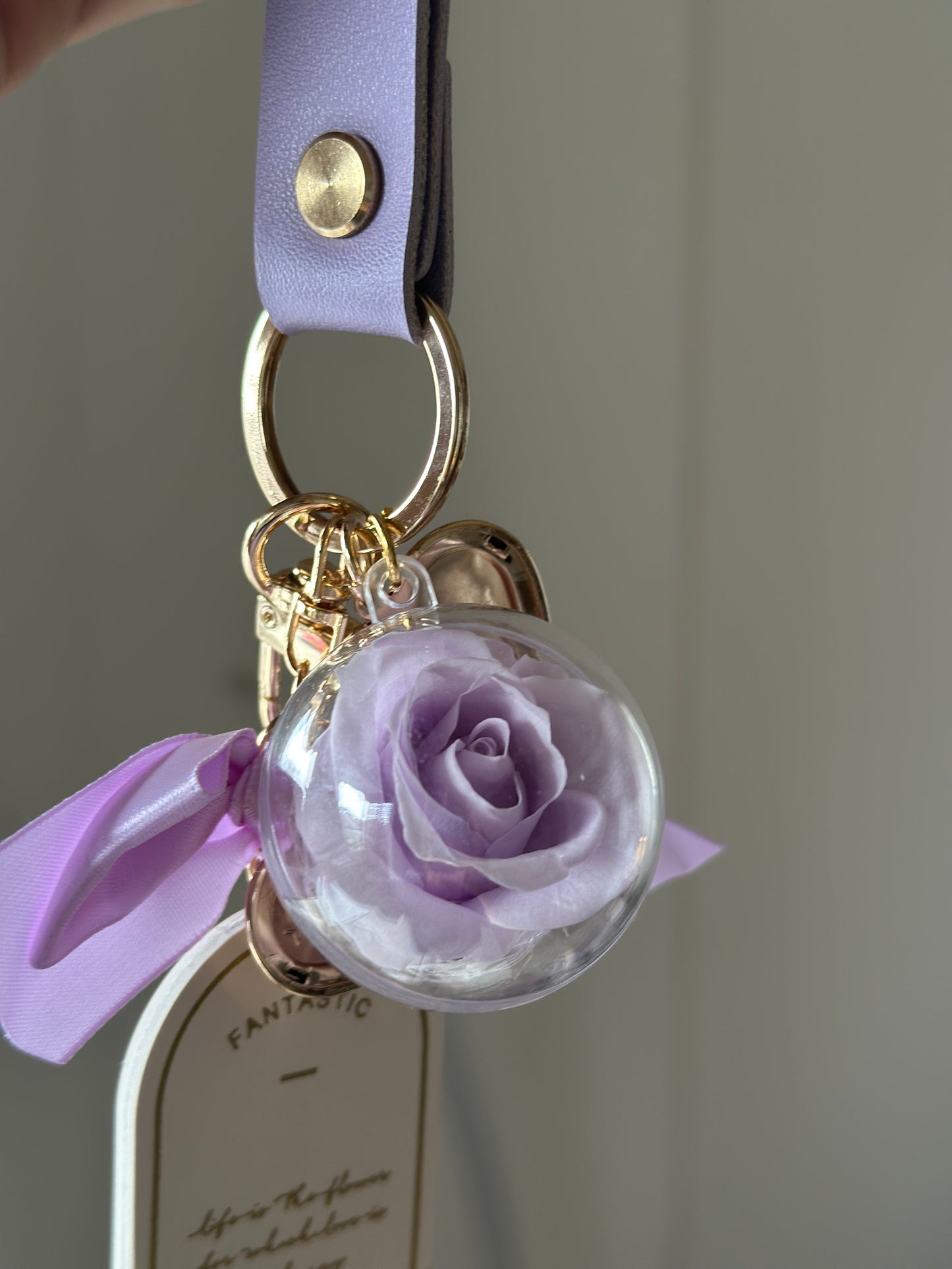 Keychain purple with Mini Eternal Rose , MIROSE ETERNAL ROSE