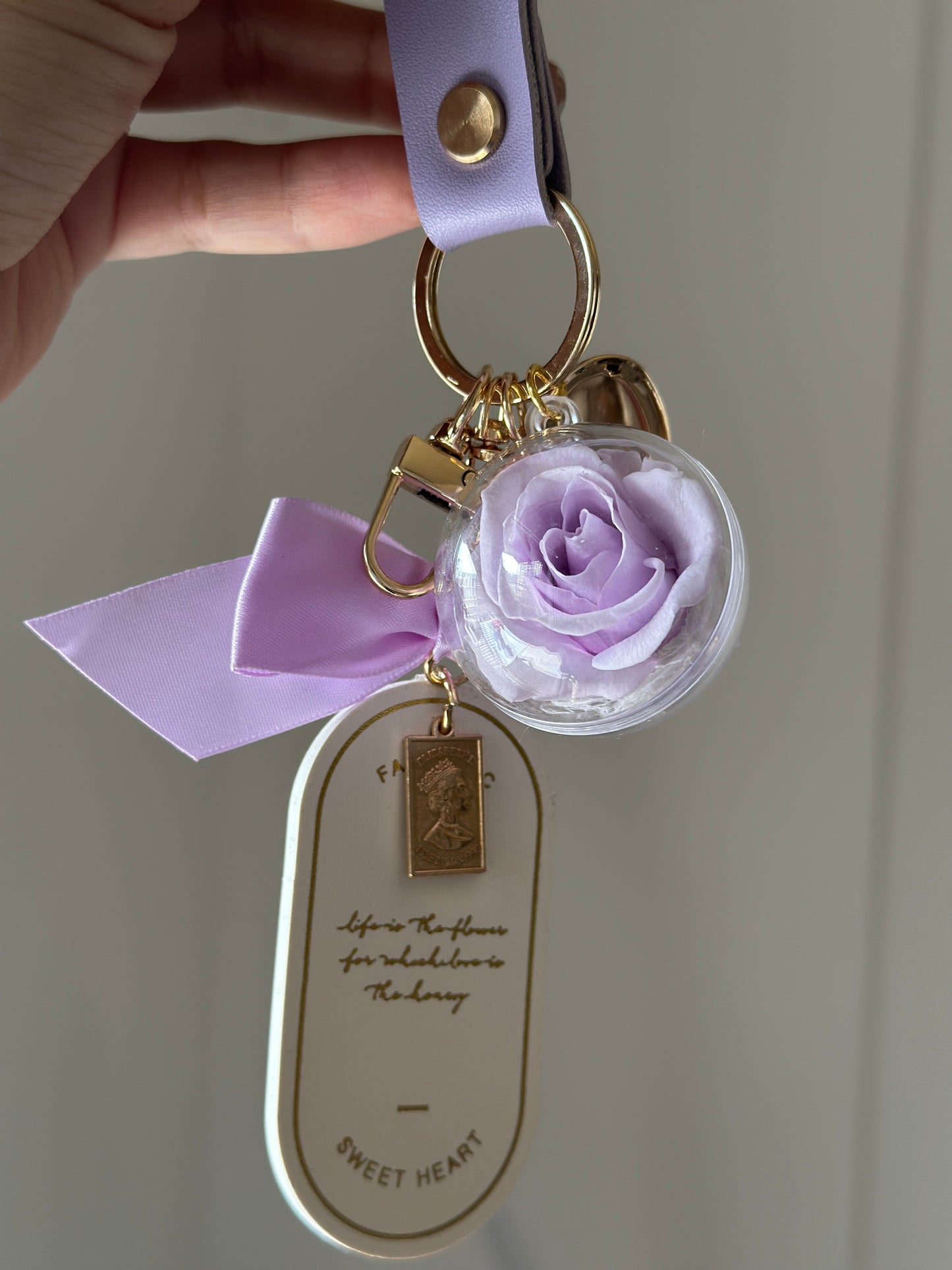 Keychain purple with Mini Eternal Rose , MIROSE ETERNAL ROSE